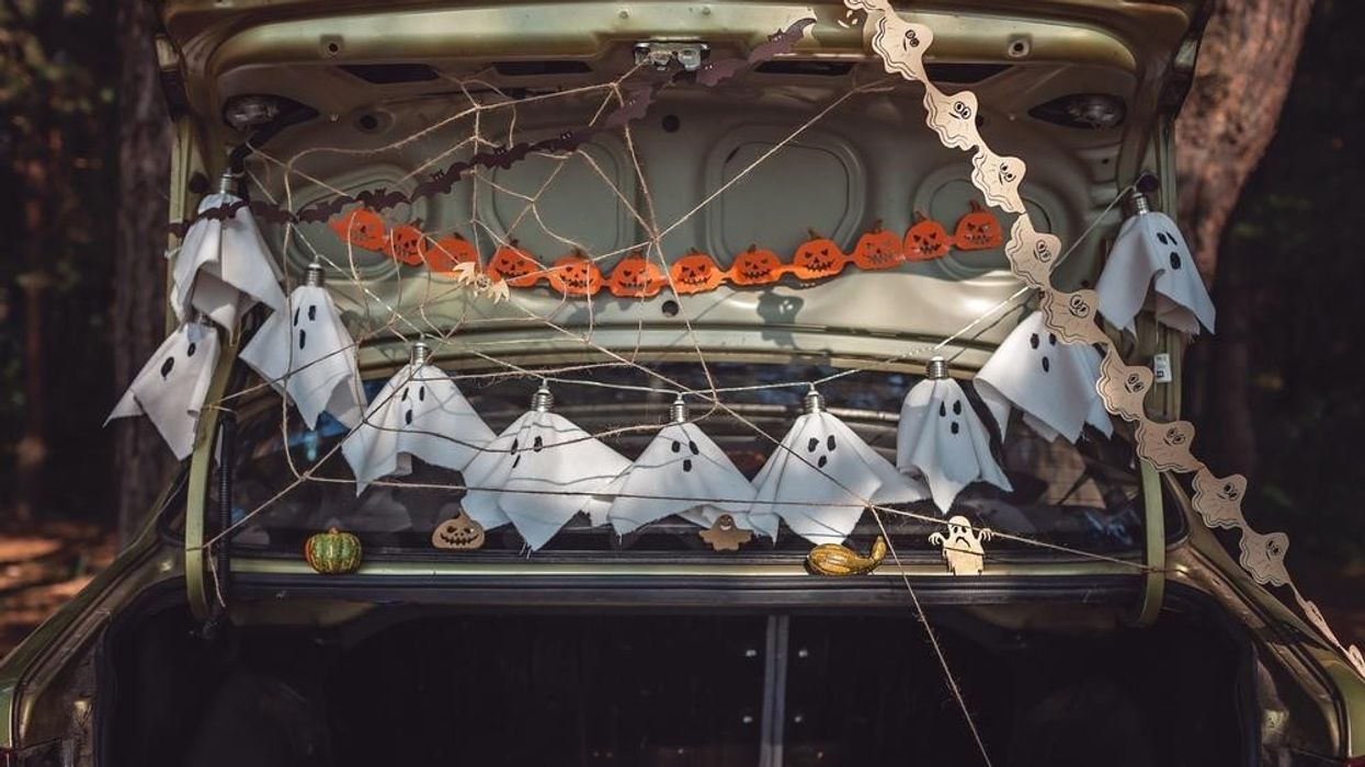 Halloween decorations on a car