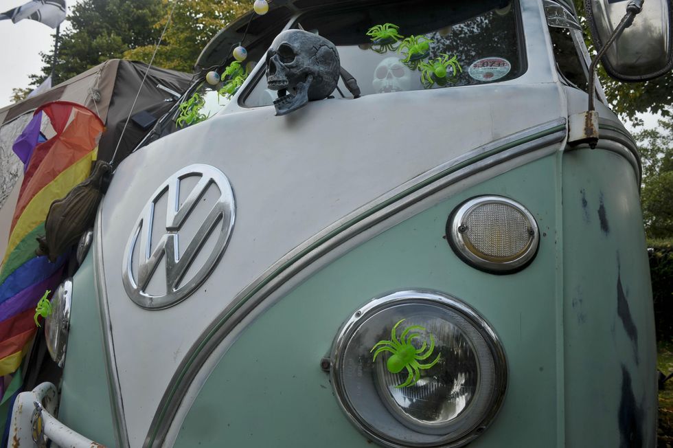 Halloween decorations on a car