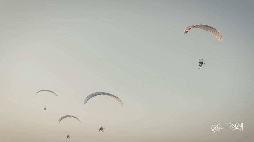 Hamas\u2019s armed wing Izz el-Deen al-Qassam Brigades train with paragliders at an unknown location