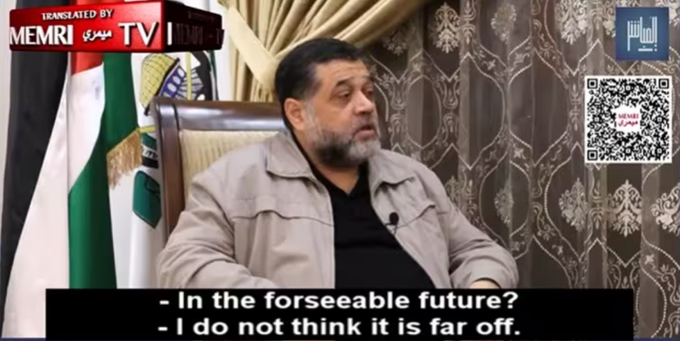 Hamdan speaking during the interview