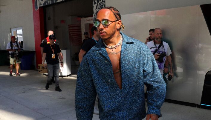 Hamilton before practice earlier this year