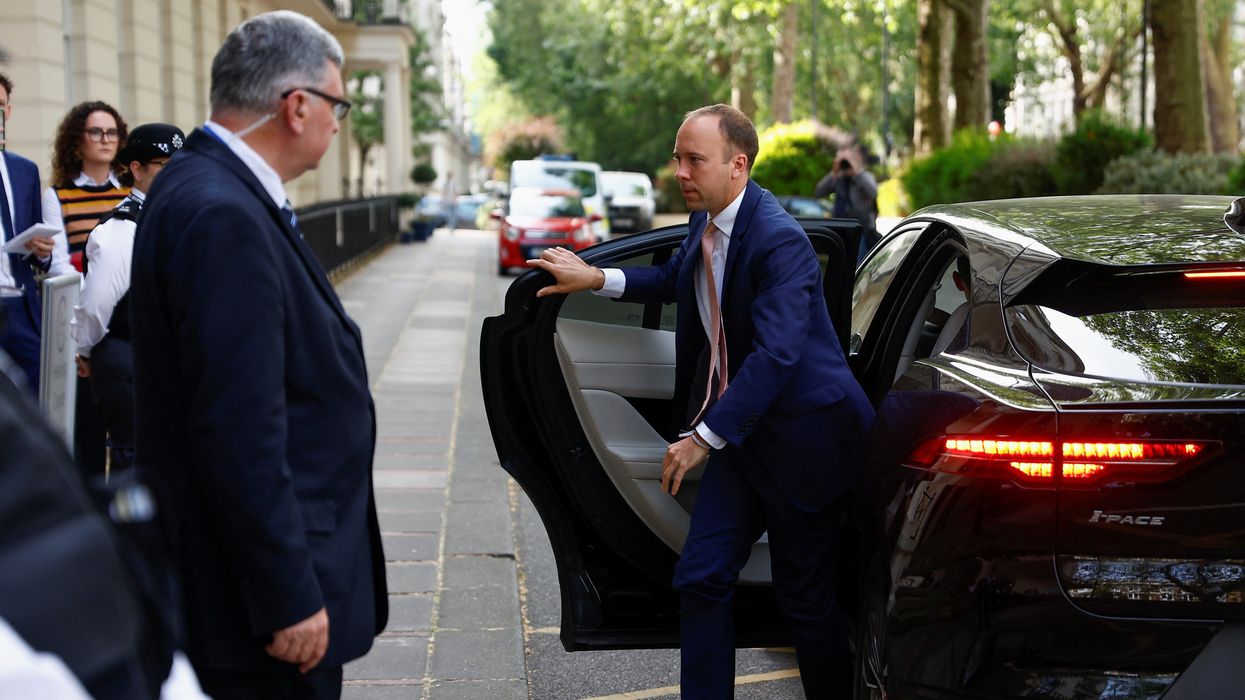 Hancock arriving at the inquiry