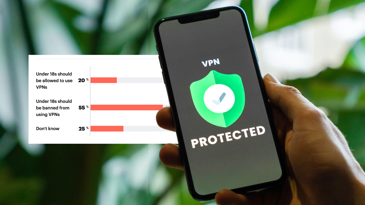 hand holding a smartphone with a VPN on-screen