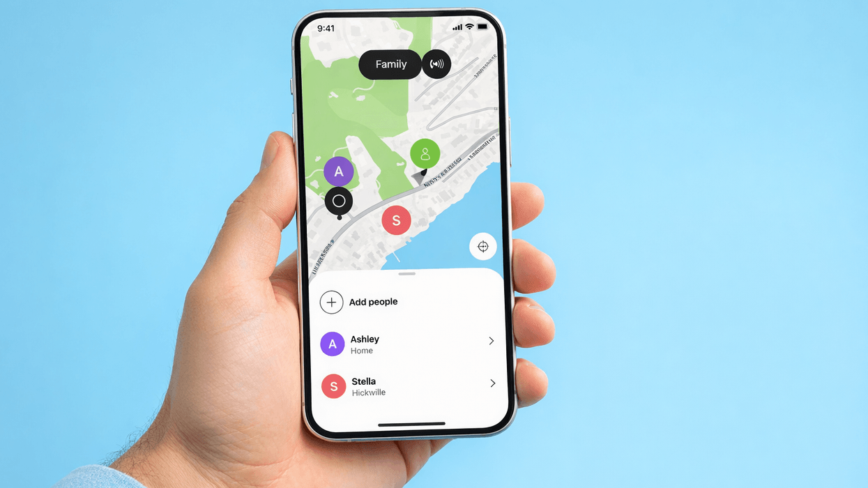 Hand holding phone displaying location-sharing app HeyPolo