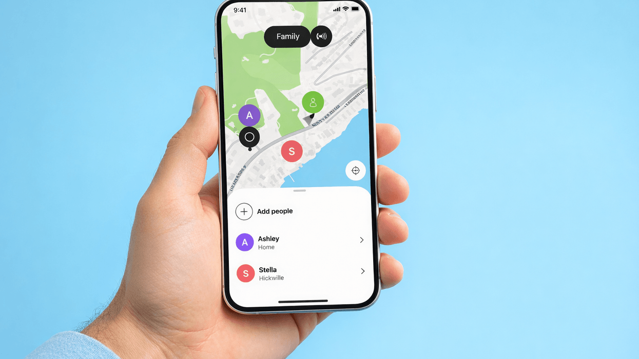 Hand holding phone displaying location-sharing app HeyPolo