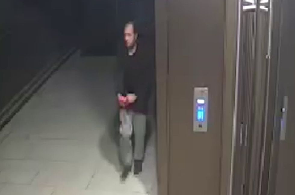 Handout grab from CCTV issued by the Metropolitan Police of a man detectives want to speak to in connection with the murder of Sabina Nessa.