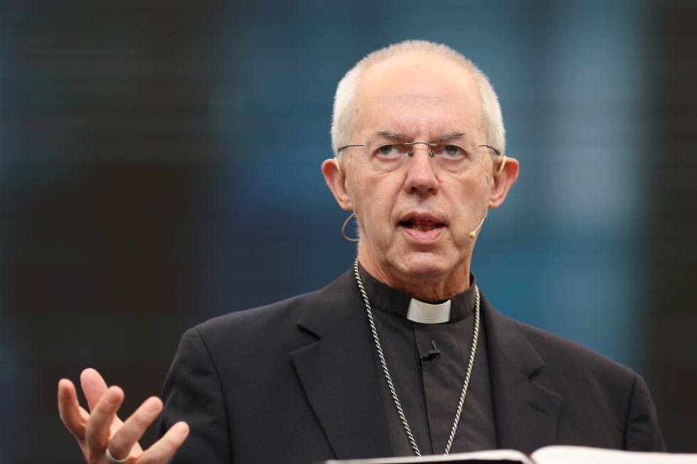 Handout photo issued by Lambeth Conference Media of the Archbishop of Canterbury Justin Welby speaking at the Lambeth Conference in Canterbury, where he said that Anglicans must stand up against oppression %22at any and every level%22 including speaking out on the climate emergency, the unethical treatment of migrants and human rights abuses. Issue date: Sunday August 7, 2022.