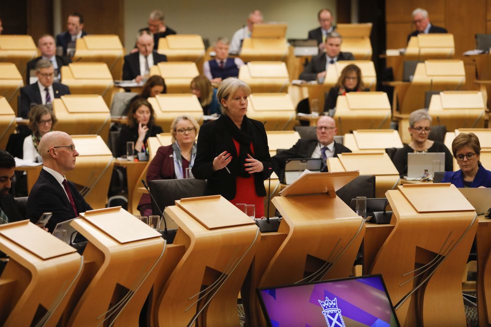 Handout photo issued by Scottish Parliament of Shona Robison MSP, Cabinet Secretary for Social Justice, Housing and Local Government during day two of the debate for the Stage 3 Proceedings of the Gender Recognition Reform (Scotland) Bill. Issue date: Wednesday December 21, 2022.