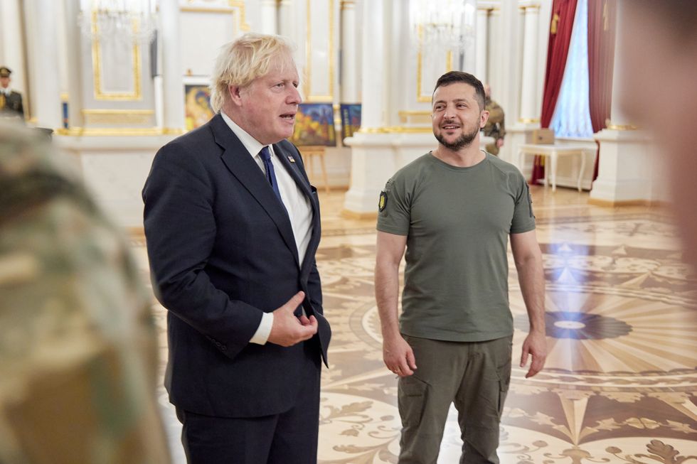 Handout photo issued by the Ukrainian Presidential Press Office of Ukrainian President Volodymyr Zelensky (right) meeting Prime Minister Boris Johnson, who has made a surprise visit to Volodymyr Zelensky in Kyiv in support of Ukraine as it marks 31 years of independence from the Soviet Union. Picture date: Wednesday August 24, 2022.