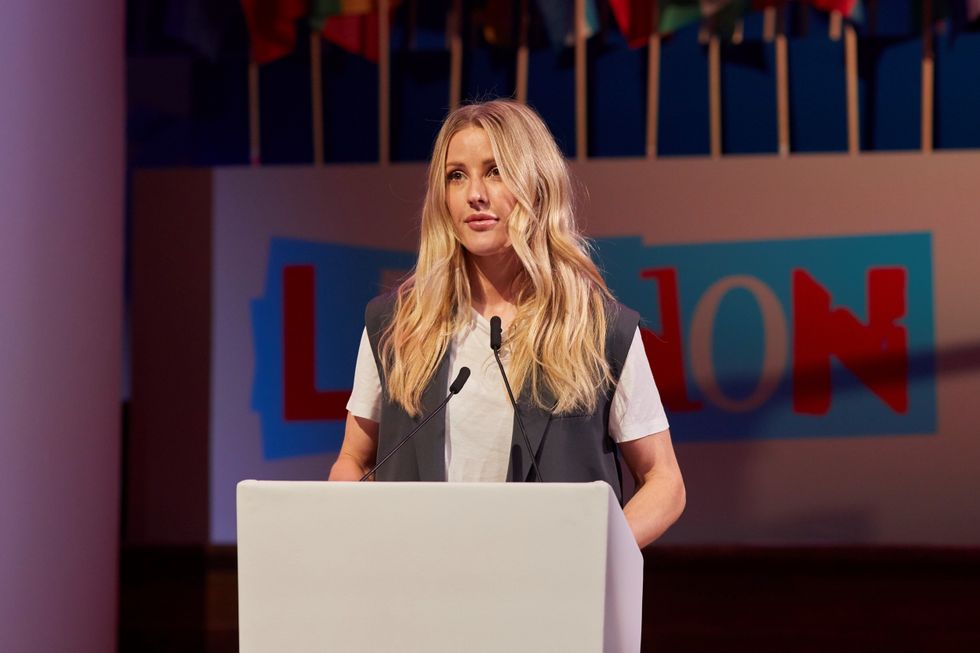 Handout photo of Ellie Goulding giving her speech at the One Young World summit in central London.
