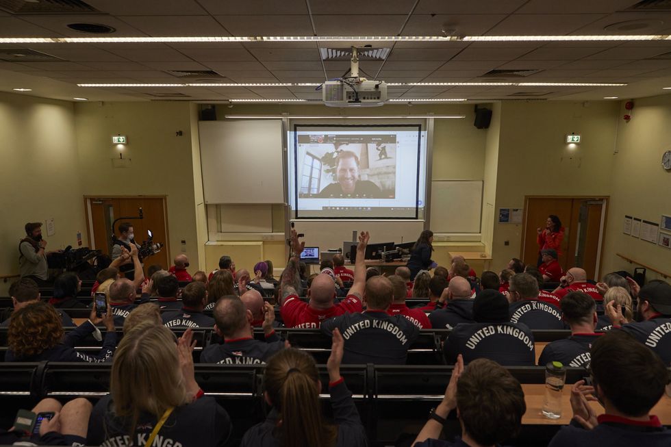 Handout photo of the Duke of Sussex speaks to Team UK at their final training camp at Brunel University, Uxbridge, before the team departs for the Invictus Games The Hague. Issue date: Saturday April 2, 2022.
