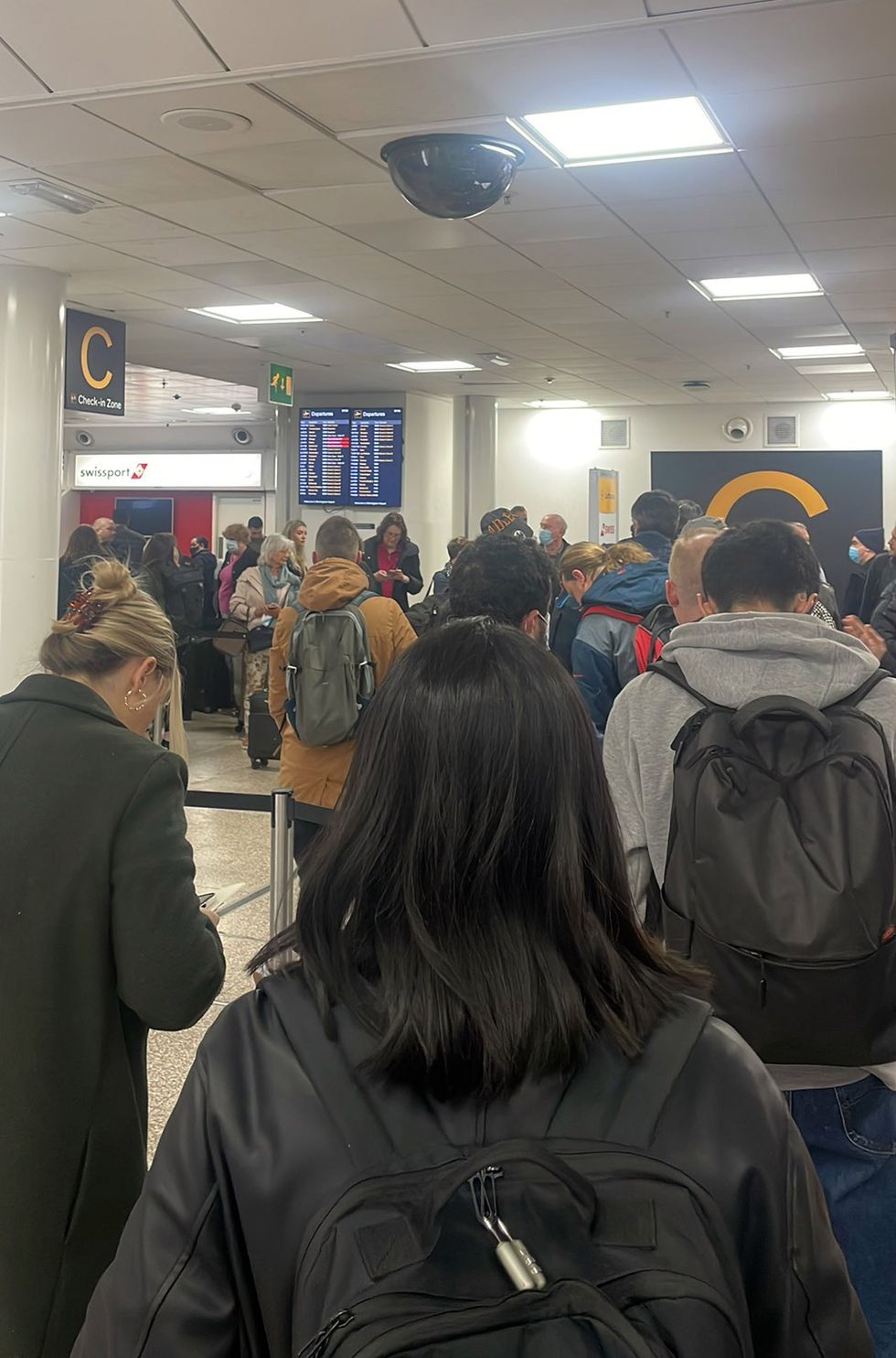 Handout photo of the security queue at Birmingham airport