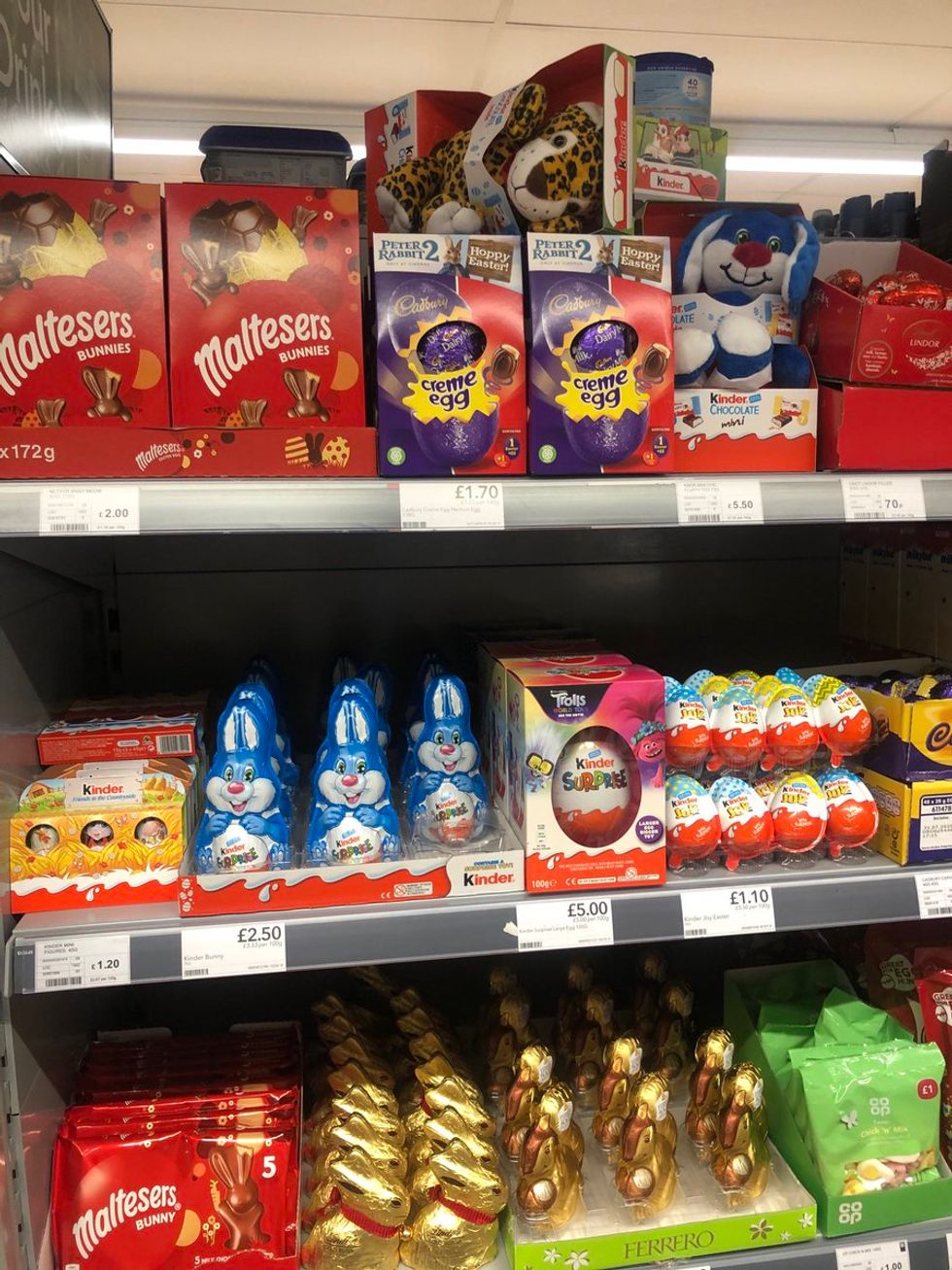 Handout photo taken with permission from the twitter feed of @McgorrySue of Easter eggs on display in a branch of the Co-op in Allerton, Liverpool. Easter eggs have been spotted on supermarket shelves around the country just days after Christmas.