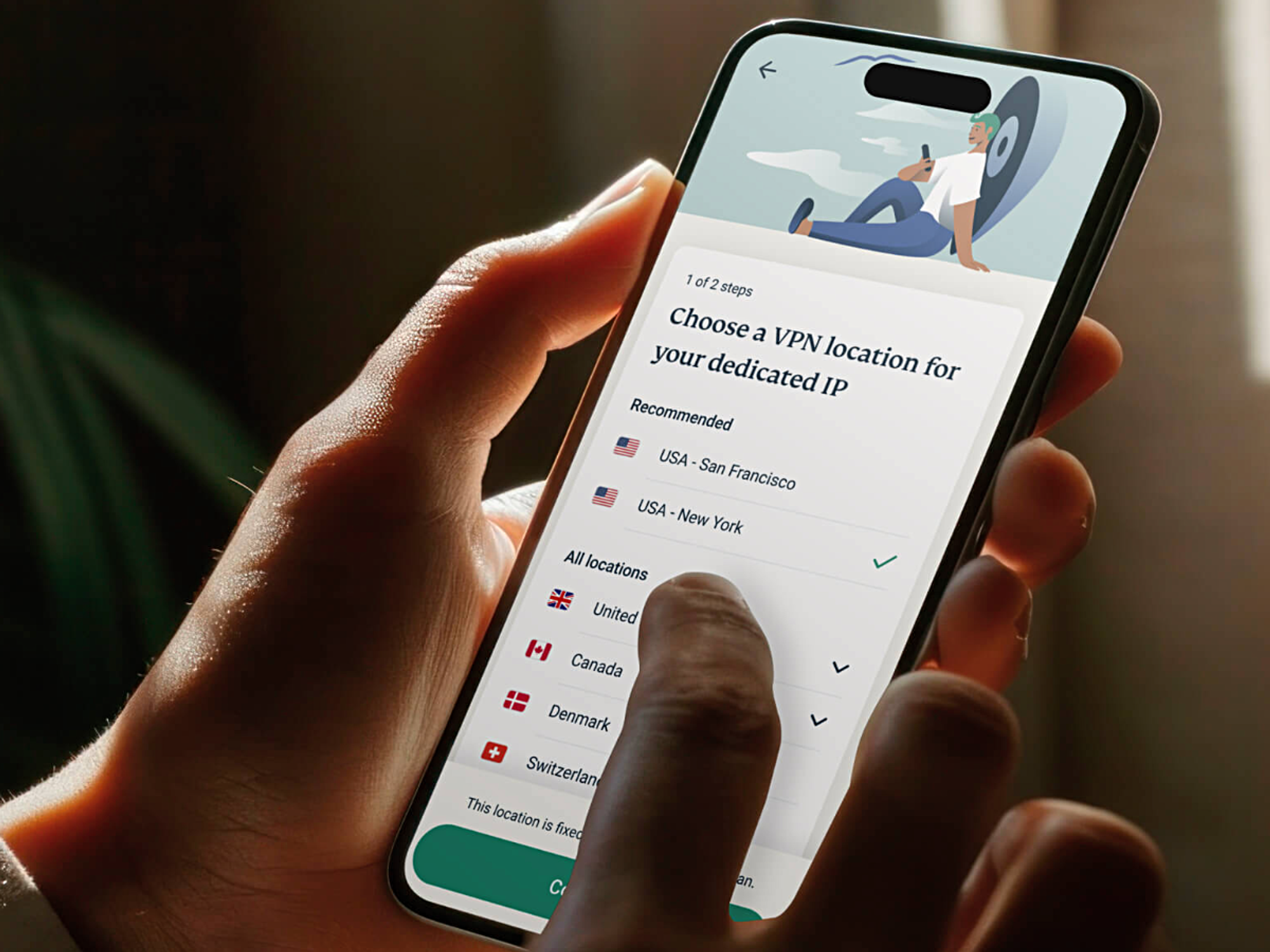 hands holding a phone with expressvpn