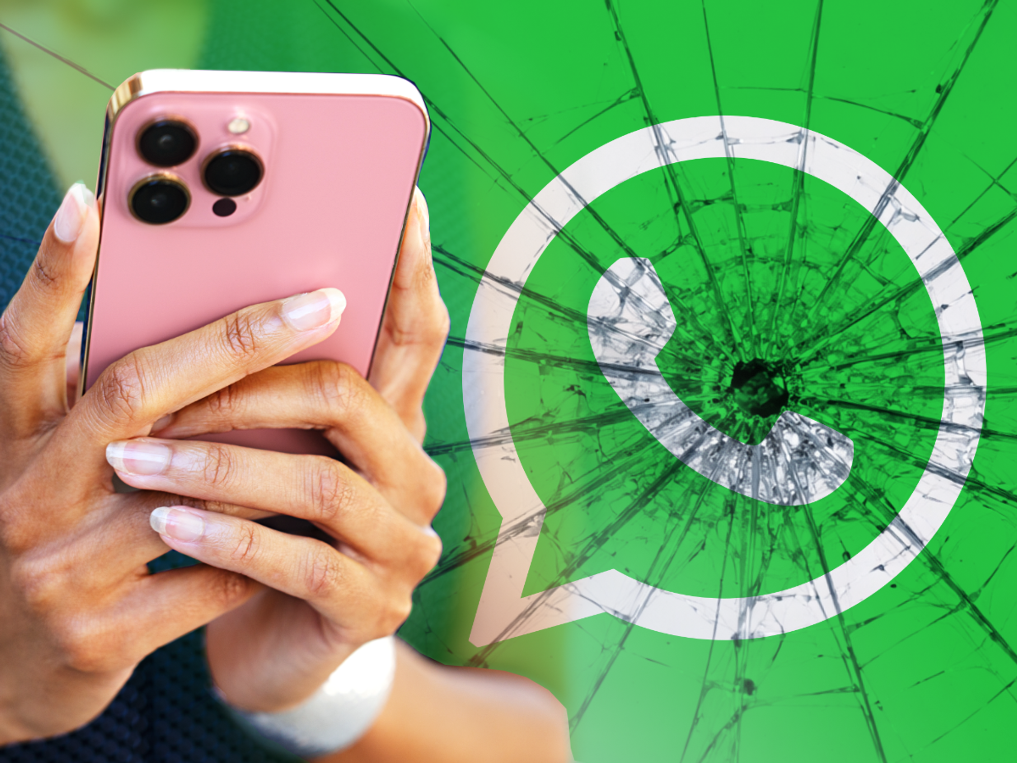 hands holding iphone with whatsapp logo