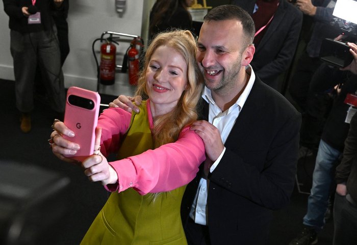 Hannah Spencer, pictured with party leader Zack Polanski