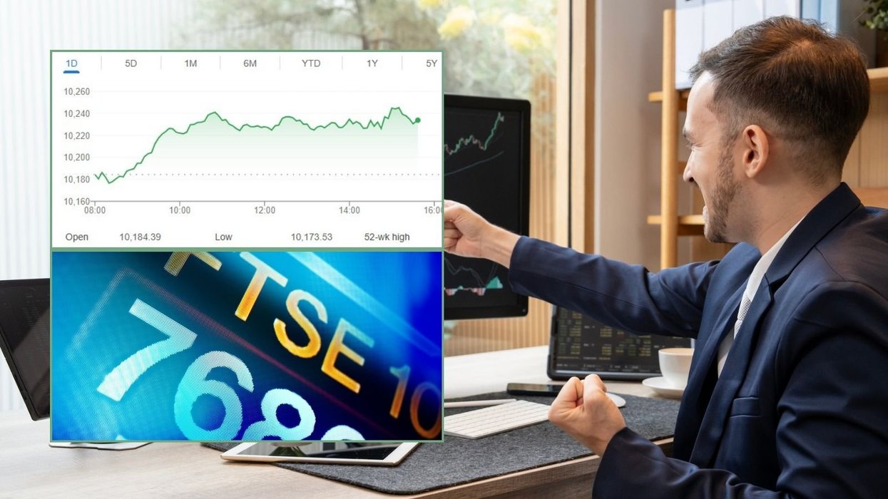 Happy investor, Ftse sign and Ftse graph