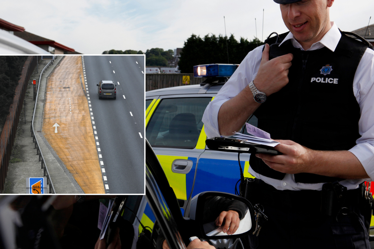 Hard shoulder and police stopping car