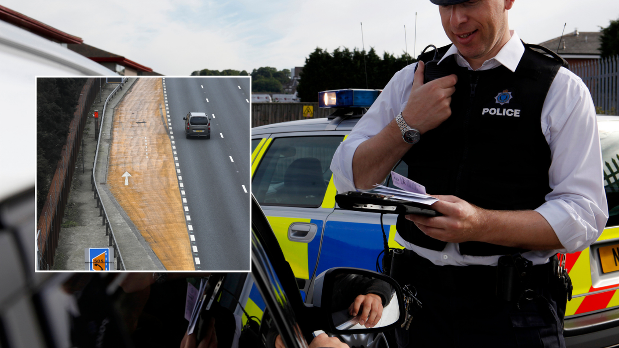 Hard shoulder and police stopping car