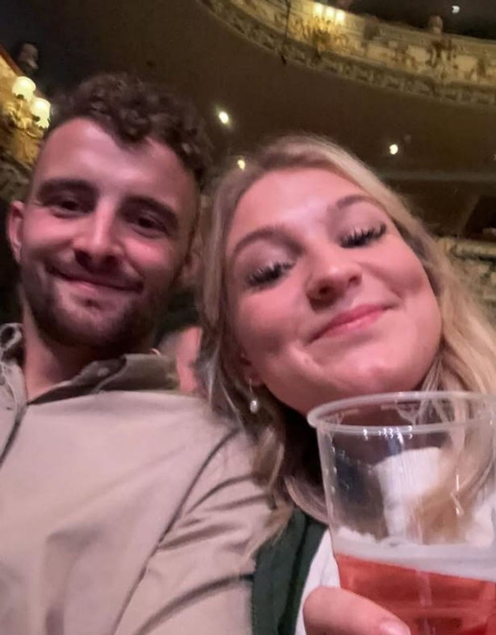 Harriet Cowan and her boyfriend James Booth