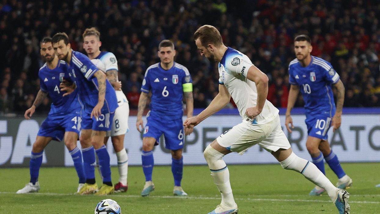 Harry Kane takes a penalty