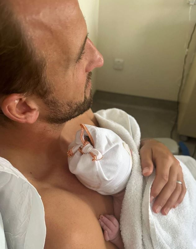 Harry Kane with his newborn son