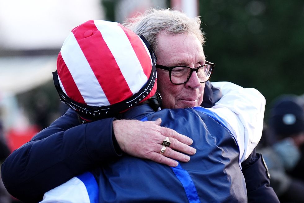 Harry Redknapp celebrated with jockey Ben Jones after the victory