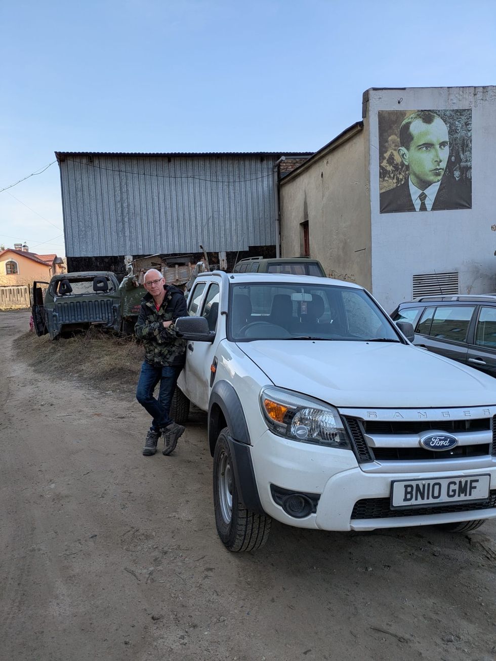 Hawkins in Lviv after delivering the Ford Ranger