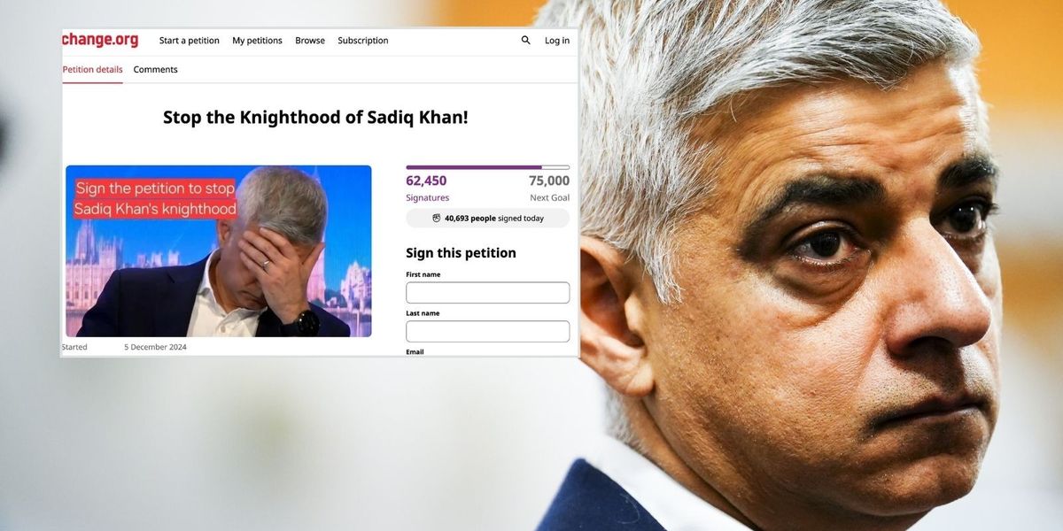 NextImg:Sadiq Khan knighthood backlash explodes as petition urging rethink surpasses 50k in under 48 hours
