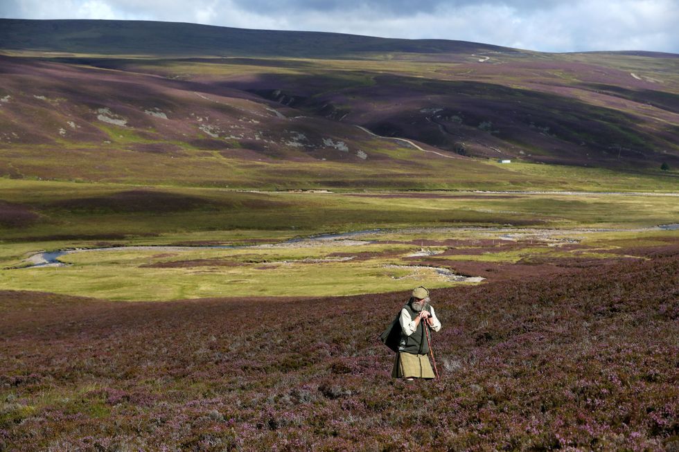Head gamekeeper Graeme MacDonald leads a shooting party on the moors at the Alvie Estate near Aviemore