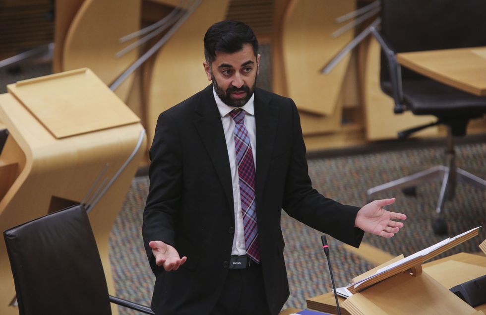 Health Secretary, Humza Yousaf speaking in the Scottish Parliament in Holyrood, Edinburgh.