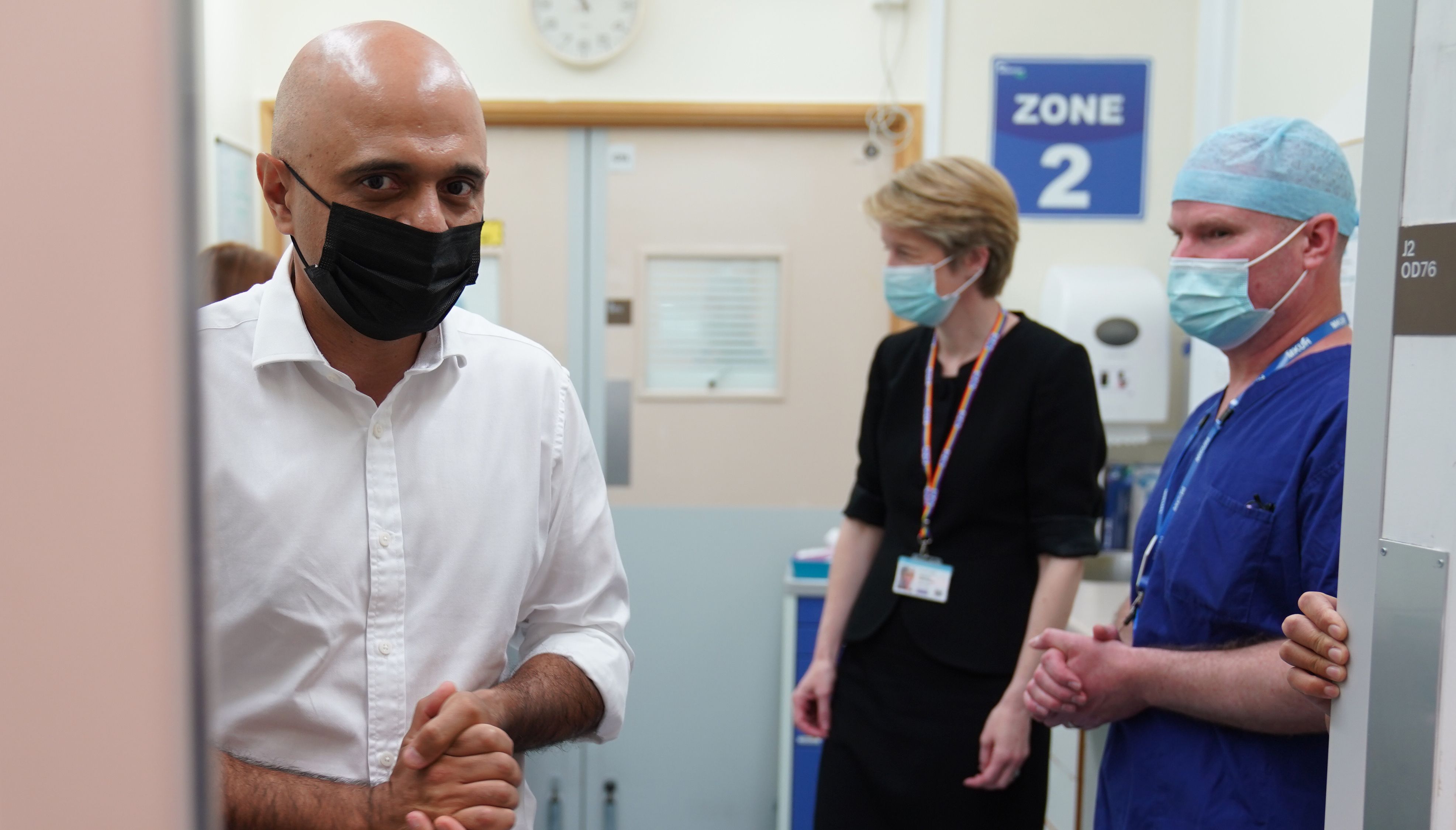 Health Secretary Sajid Javid alongside Amanda Pritchard, chief executive of NHS England.