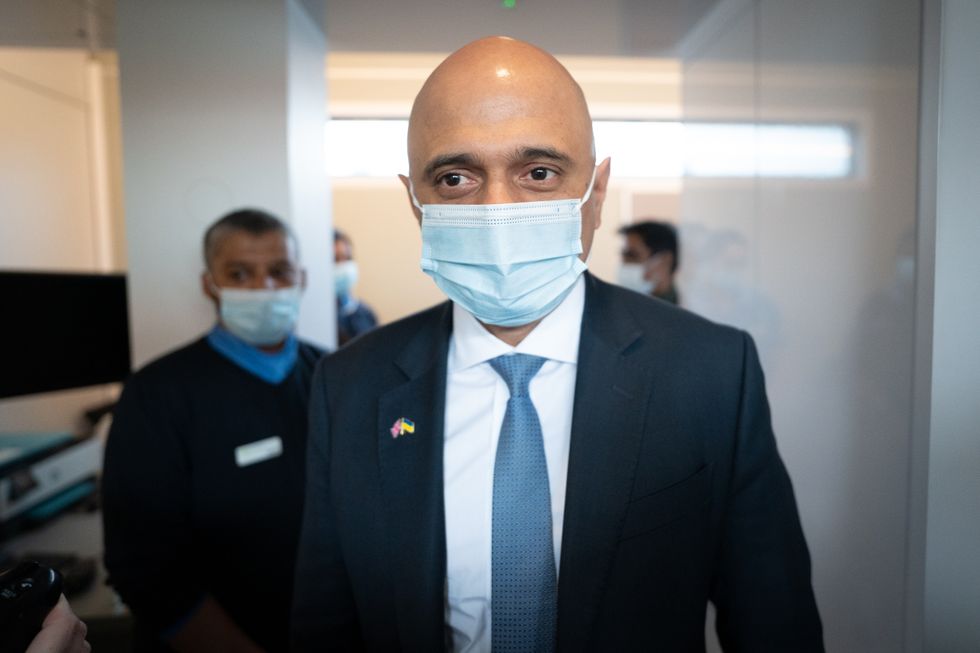 Health secretary Sajid Javid visits Barking Community Hospital in Essex where he met staff who are helping clear the backlog of people waiting for cancer treatment and diagnosis after the Covid 19 pandemic. Picture date: Thursday March 31, 2022.