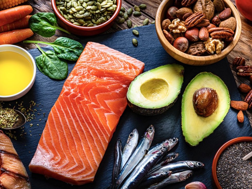 Healthy foods such as salmon
