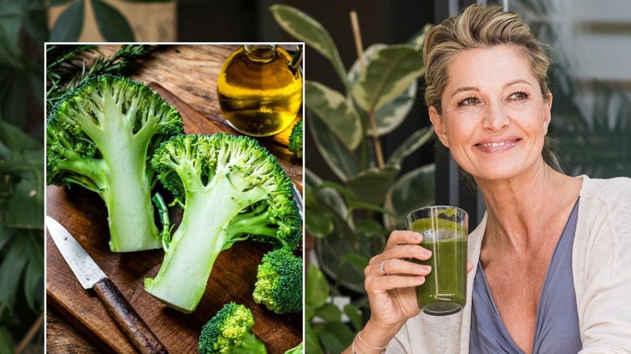 healthy senior drinking green juice