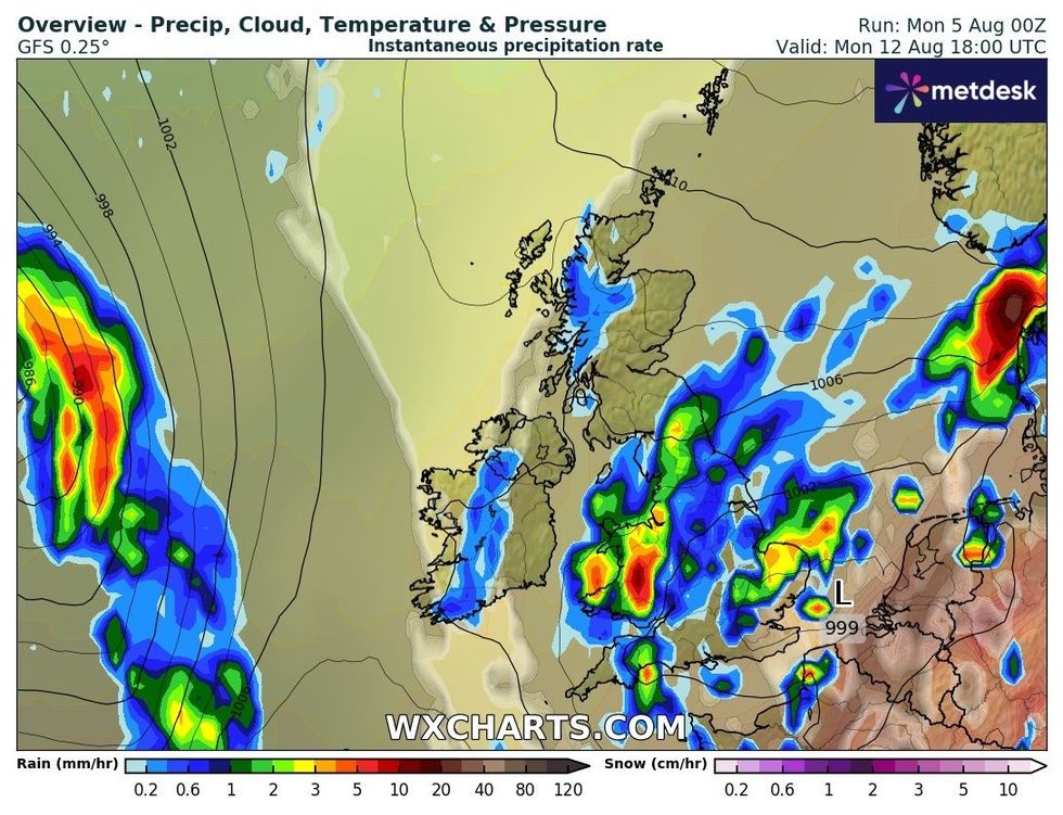 Heavy downpours could hit South Wales next Monday
