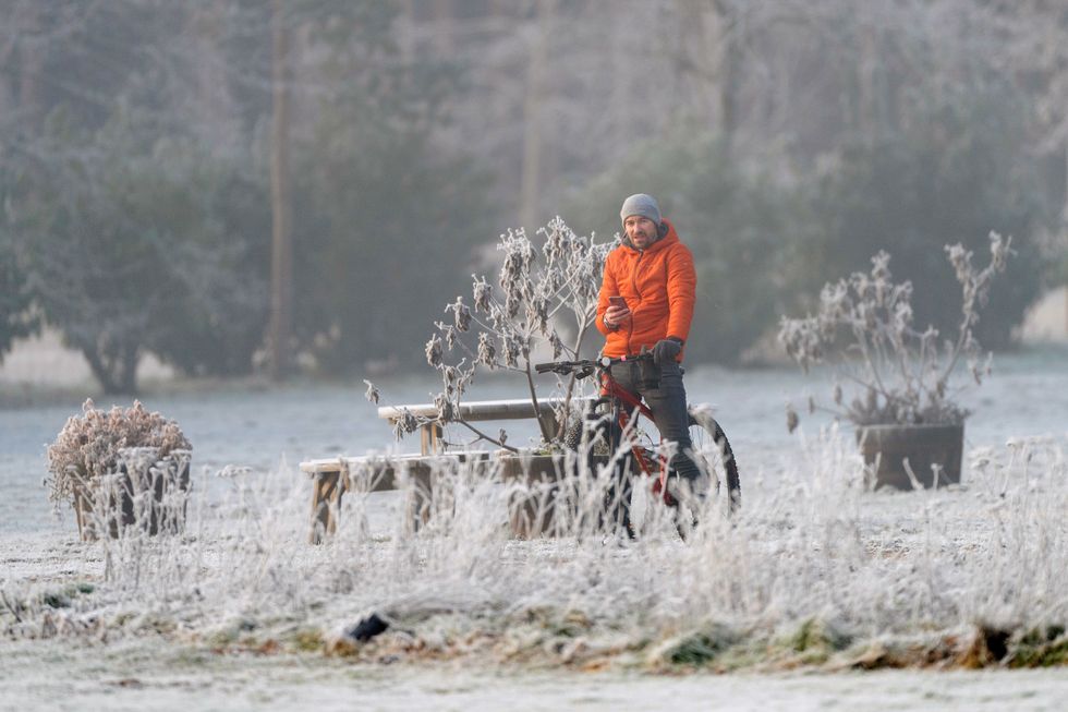 Heavy frost on the ground at the Sandringham Estate in Norfolk. A series of weather warnings have been issued over freezing fog that could lead to air pollution and difficult driving conditions as the cold snap bites. Picture date: Sunday January 22, 2023.