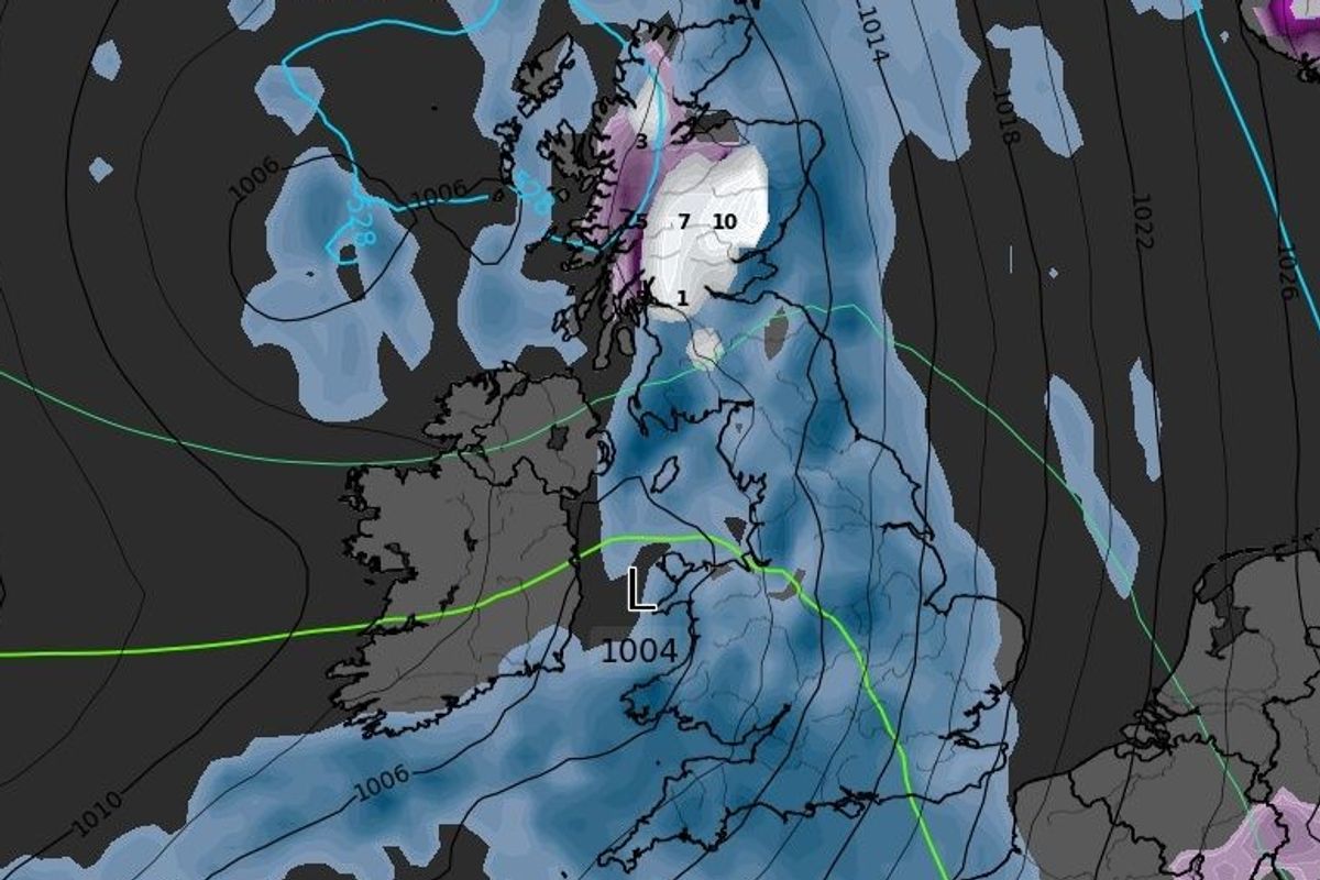 Heavy snow dumped on Britain as weather maps shows date winter blast to sweep in from Atlantic
