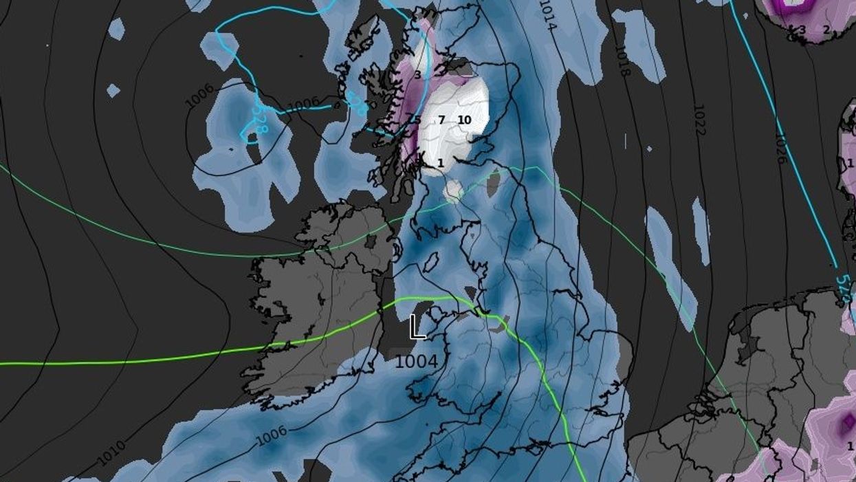 Heavy snow dumped on Britain as weather maps shows date winter blast to sweep in from Atlantic