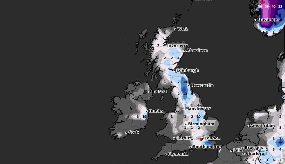 Heavy snowfall is forecast to hit the UK this month