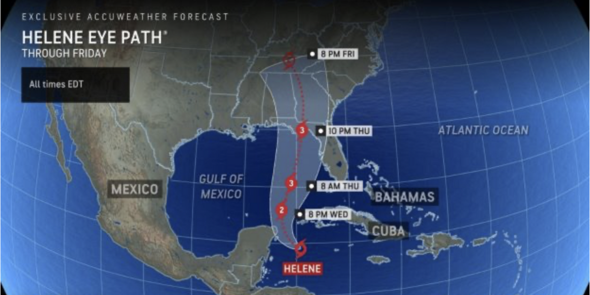NextImg:US weather: America braces for WORST storm of the year with 'extreme risk to life' as Hurricane Helene will bring 160mph mega winds