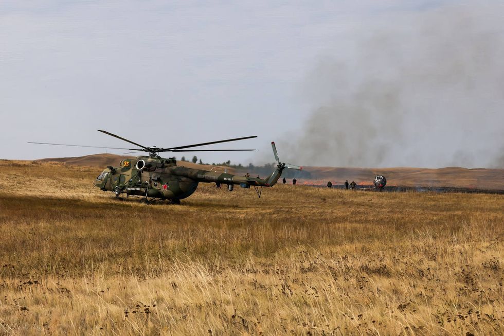 Helicopter at crash site
