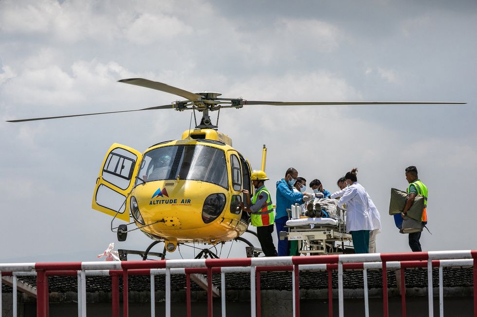 Helicopter on helipad