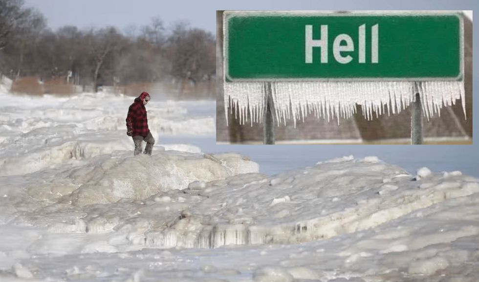 Hell is frozen: Overnight temperatures in the small Midwestern town of Hell, Michigan fell to -25C