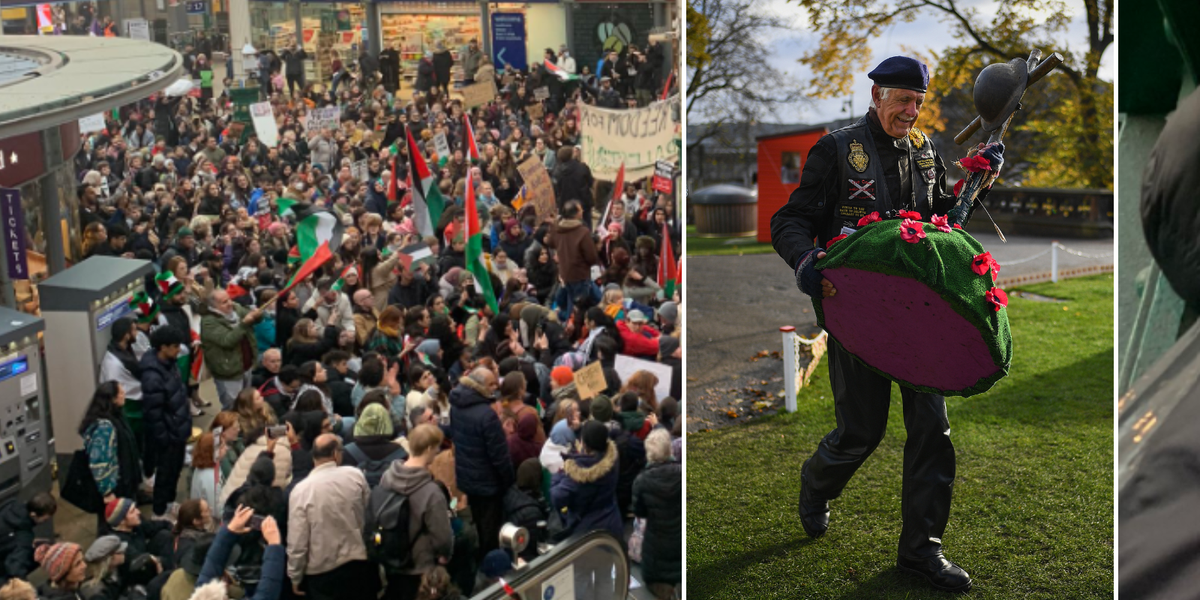 NextImg:Poppy-selling veteran says he was punched when pro-Palestine protesters stormed train station