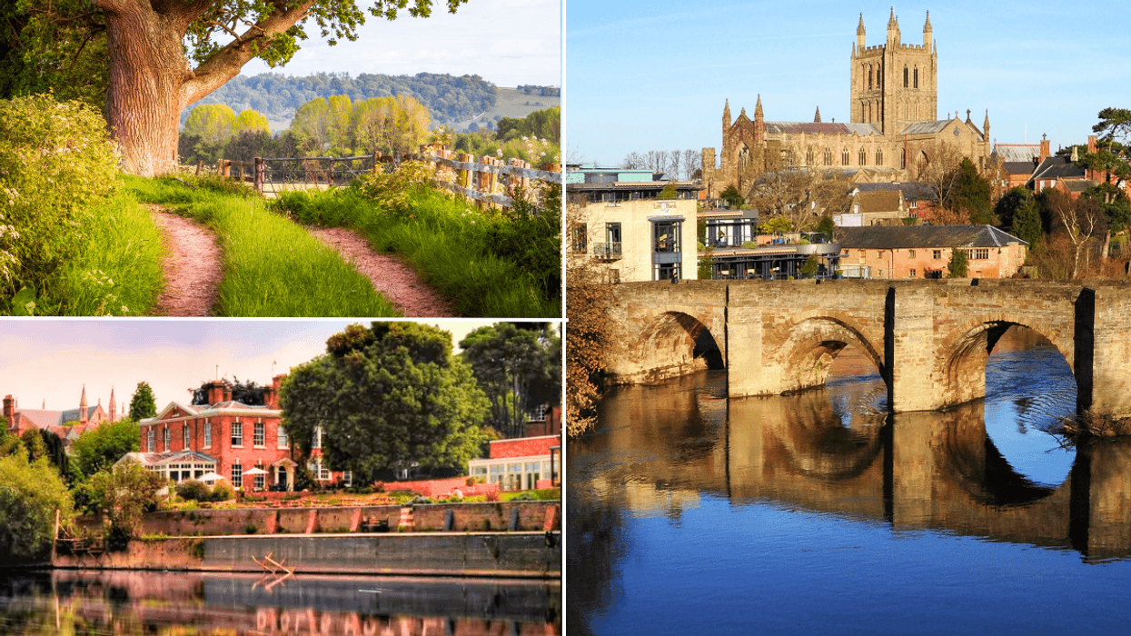 Herefordshire / Worcester Cathedral on the banks of the river Severn