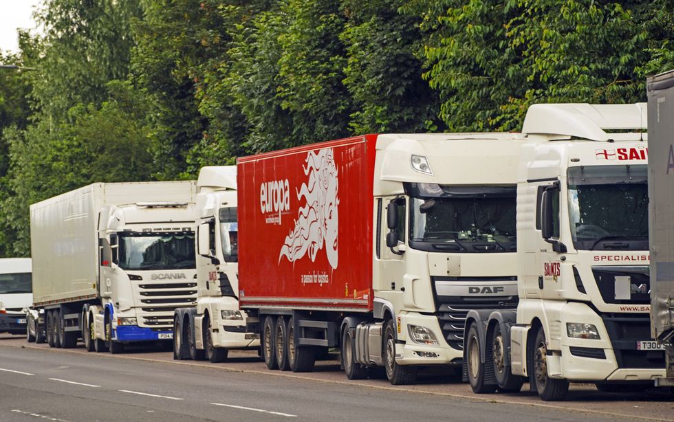HGV lorries in a lay-by in Colnbrook, Berkshire