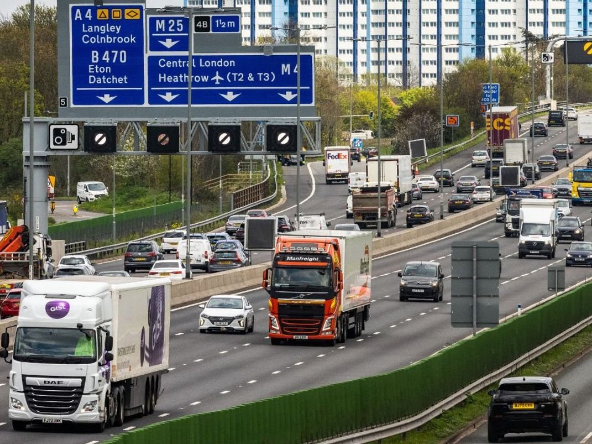 HGVs driving down a busy motorway