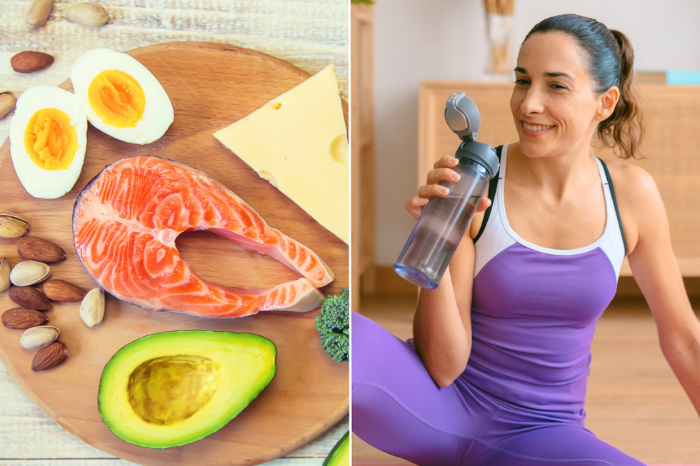 High protein foods / woman in gym gear