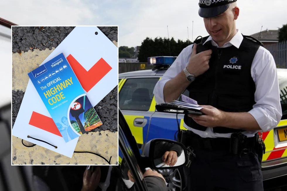 Highway Code and a police officer pulling a car over